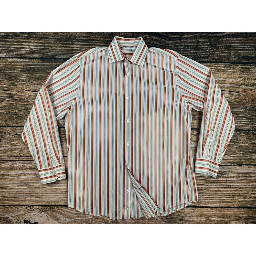 Banana Republic Shirt Men's L Large 16-16.5 Button Up Long Sleeve Striped Cotton